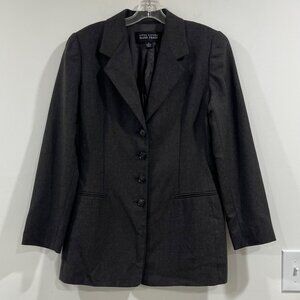 Vintage Linda Allard for Ellen Tracy Wool Brown Blazer Made in Korea Size 8